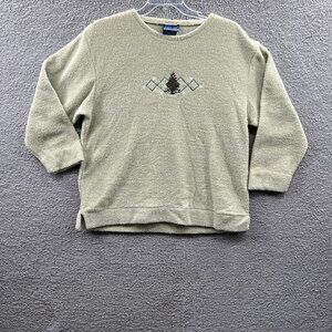 Kid-U-Not Womens Christmas Sweater Extra Large Green‎ Terry Cloth Comfy Top VTG